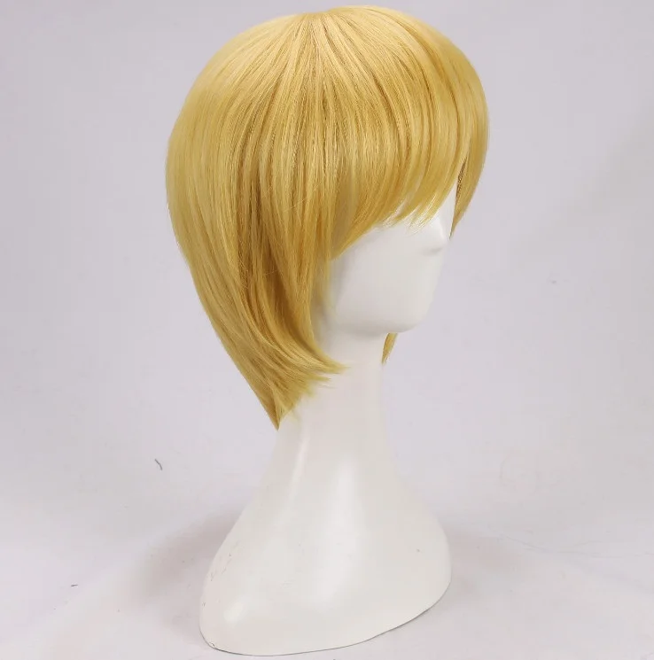 Anime Hunter x Hunter Wigs Kurapika Short Blonde Heat Resistant Synthetic Hair Cosplay Wig + Wig Cap + Rings Chain Accessories anime maid outfit