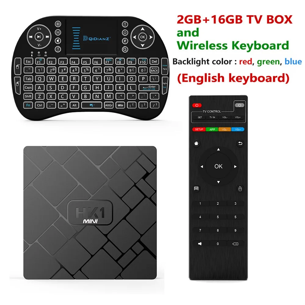 HK1 Мини Смарт ТВ приставка Android 9,0 2 ГБ+ 16 Гб RK3229 четырехъядерный wifi 2,4G 4K 3D HK1mini Google Netflix приставка - Цвет: English keyboard