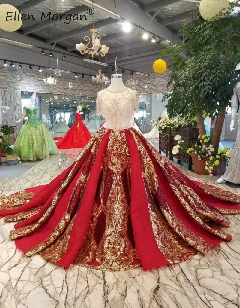 Пышное свадебное платье с открытой спиной, круглым вырезом, бусинки блестки, кружевные свадебные бальные платья, Vestidos De Novia
