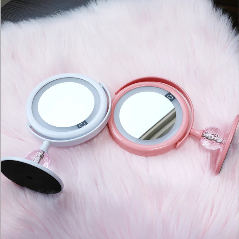 Светодиодное зеркало для макияжа с освещением для спальни заполняющий свет Настольный Органайзер настольный женский складной портативный маленькое зеркало