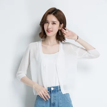 

Women's V-neck Sleeve Knit Cardigan Solid Color Top gray