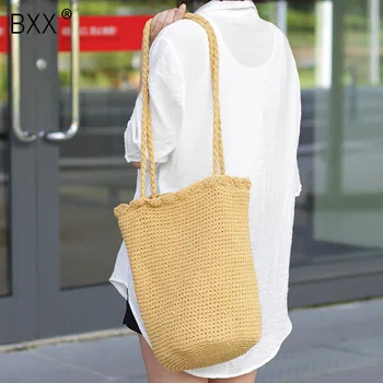 

[BXX] Weaving Large Capacity Bucket Bag Mini Crossbody Bag 2020 Spring Summer Handbag Vacation Beach Bag Straw Handbags HK625