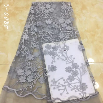 

Latest 2020 High Quality African Guipure French Sequins Net Lace Fabric With Beads Nigerian Tulle Net Embroidery For Party
