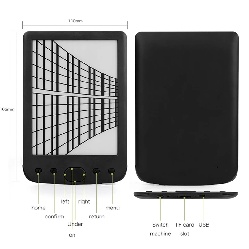 BK 6025 6 Inch 8G E Book Reader E Ink 800x600 Resolution EBook Reader Memory Ebook