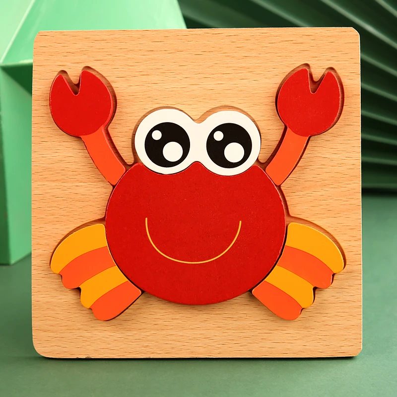 High Quality 3D Wooden Puzzles Educational Cartoon Animals Early Learning Cognition Intelligence Puzzle Game For Children Toys 42