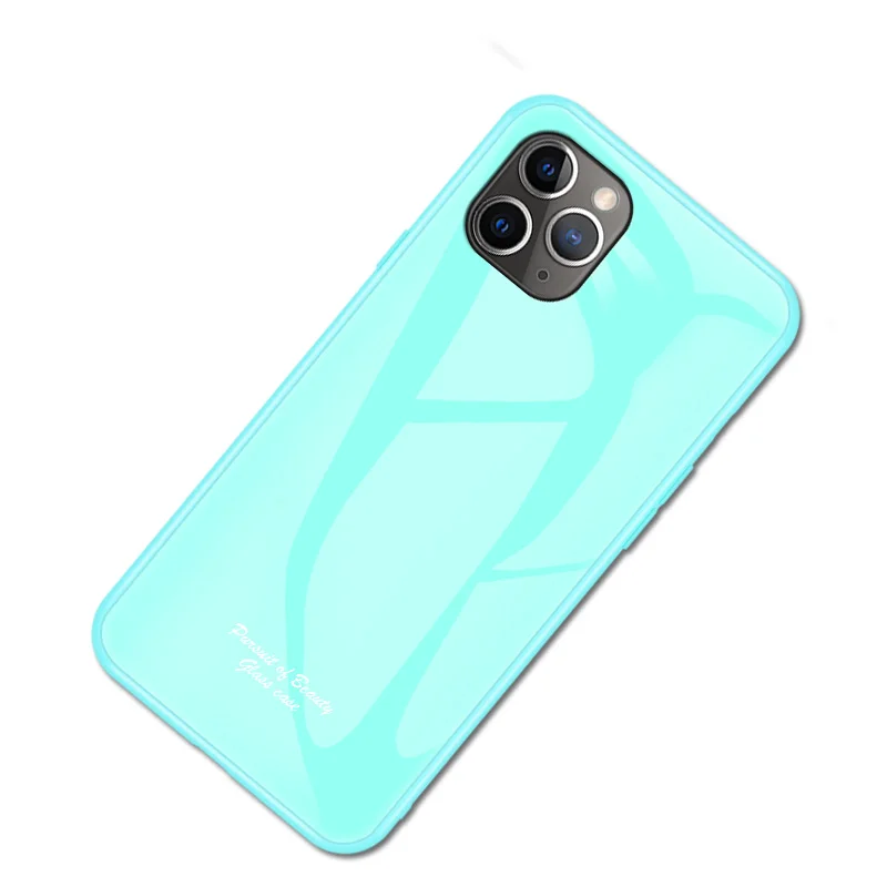 Macaron стеклянный чехол для Apple iphone 11 Pro Max, Модный милый Противоударный задняя крышка для iphone 11 Pro Max, задняя крышка для телефона - Цвет: Небесно-голубой