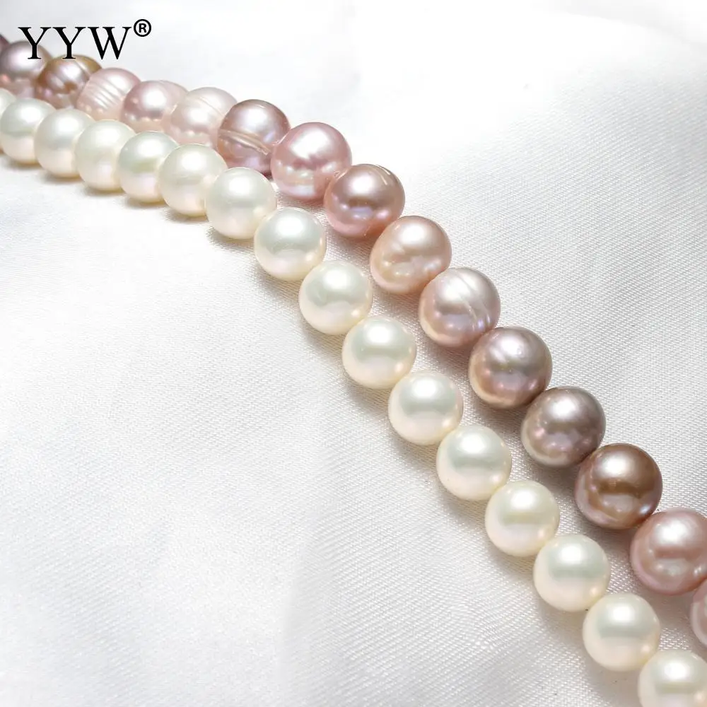 9-10mm Natural Black Real Freshwater Pearl Round Loose Beads Strand 15'' AAA+++ 