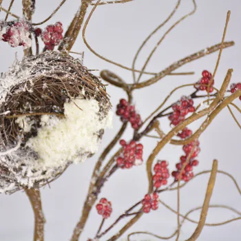 

Christmas Decoration Model Pine Berries with Bird's Nest Festival Atmosphere Decorative Hand-Made Imitation Flowers