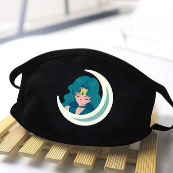 

Sailor Moon Cartoon Cute Masks Mouth Face Muffle Dustproof Masks Black Casual Keep Warm Masks Anti-dust Japanese Anime Masks