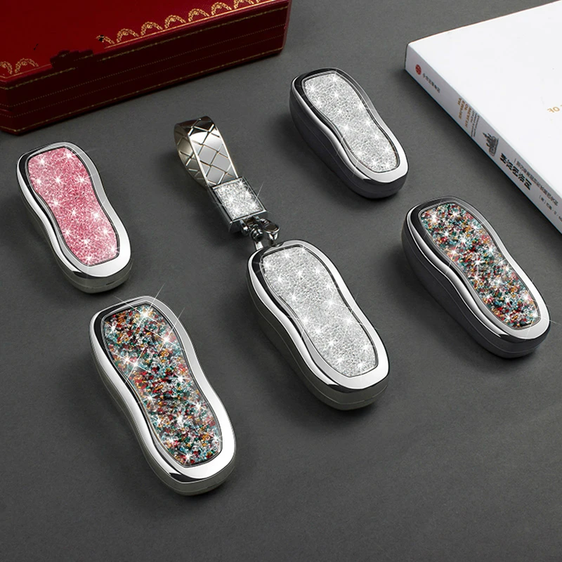 

Key Case Cover Crystal Diamond Keychain For Porsche Panamera Cayenne Macan 911 918