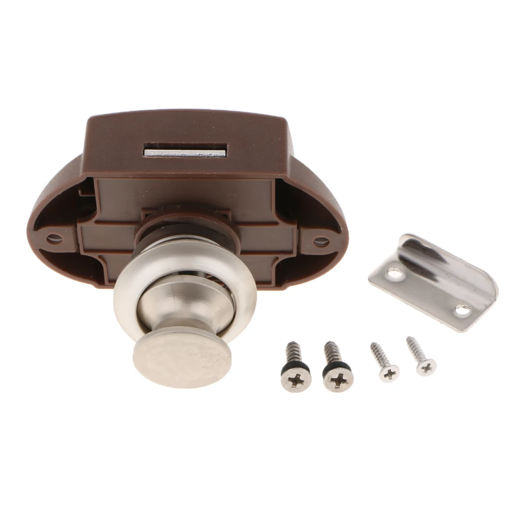 Cupboard Push Button Catch Lock Knob Cabinet Latch  Up for Motor Home