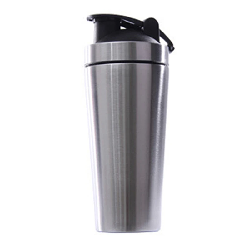 Stainless Steel Protein Vibrating Bottle Gym Shaker Sports Milkshake Blender Water Bottle Whey Protein Fitness Without BPA Silve