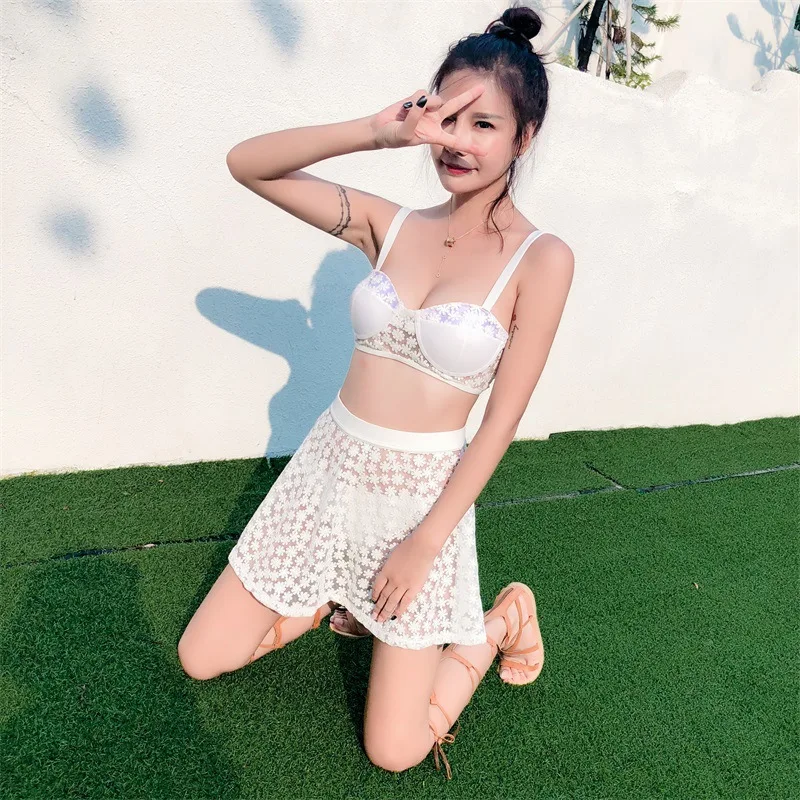 

18 Autumn And Winter New Style Shoulder Underwire Three-piece Set Split Type Women's Hot Springs Bathing Suit