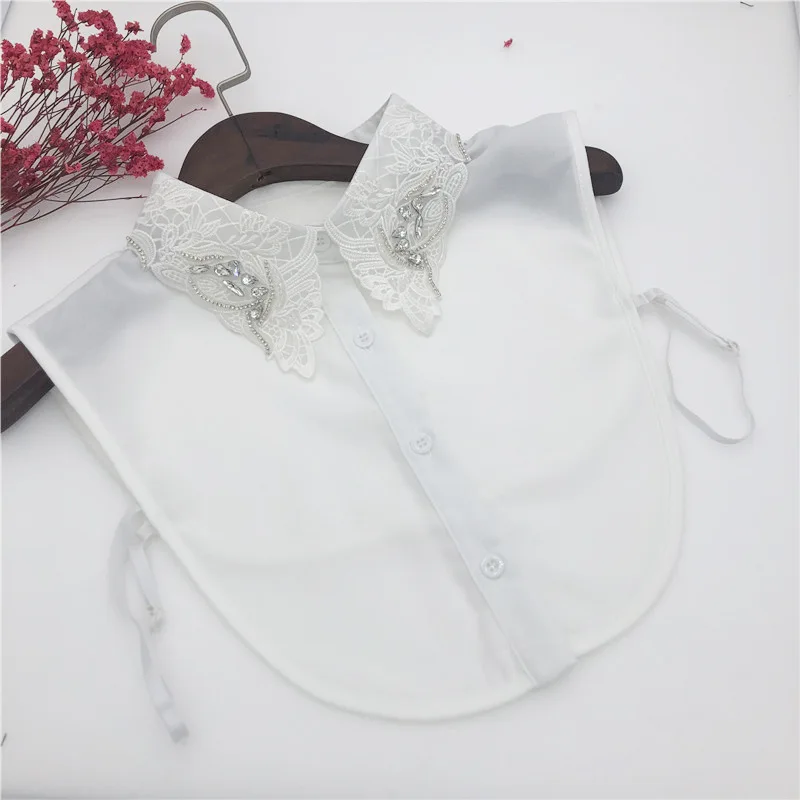 

Handmade Beads Fake Lapel Neck Collar for Women Blouse False Collar Women Turn Down Embroidery Detachable Collars Accessories