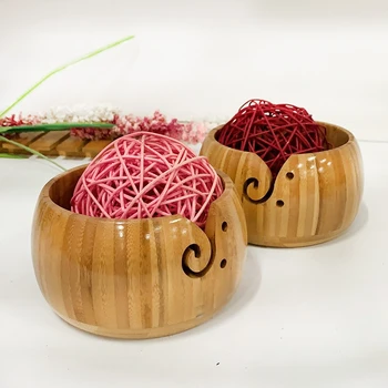 

Handmade Natural Wooden Wool Yarn Storage Bowl Crochet Knitting Needle Storage Holder Knitting Supplies Home Organizer