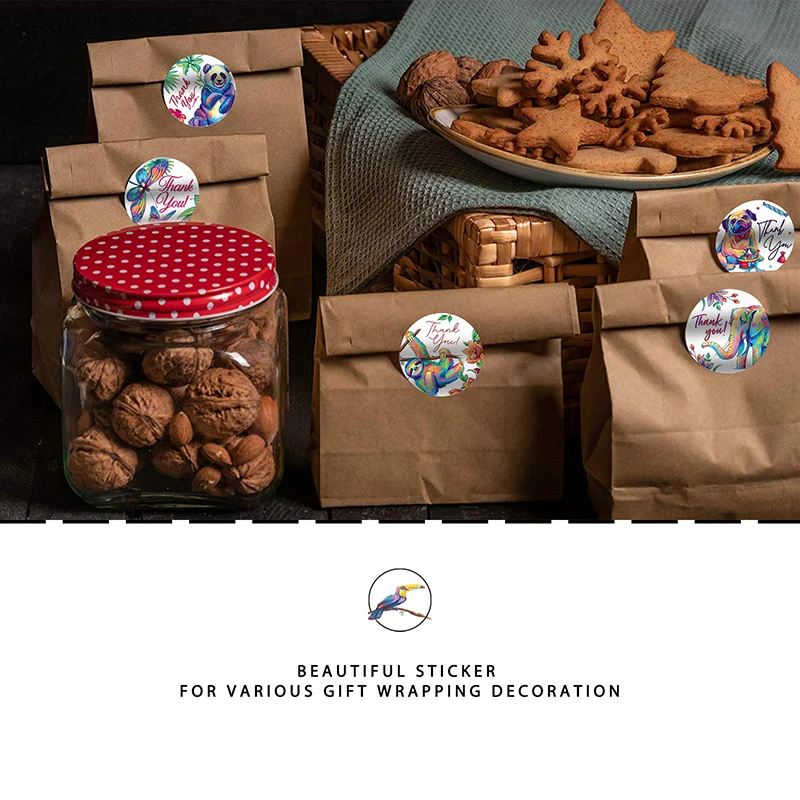 500 PCS 1Inch Round Color Cute Animal Thank You Stickers Seal Label for Scrapbooking Stickers Kids 3