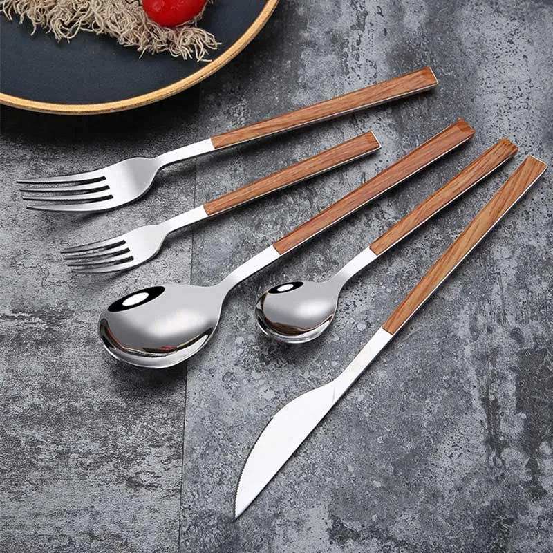 Imitation black wood cutlery set (2)