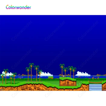 

Early Forms of The Game Tropical Maritime Style Blue Backgrounds for Wooden House Green Palm Trees Cartoon Photography Backdrops