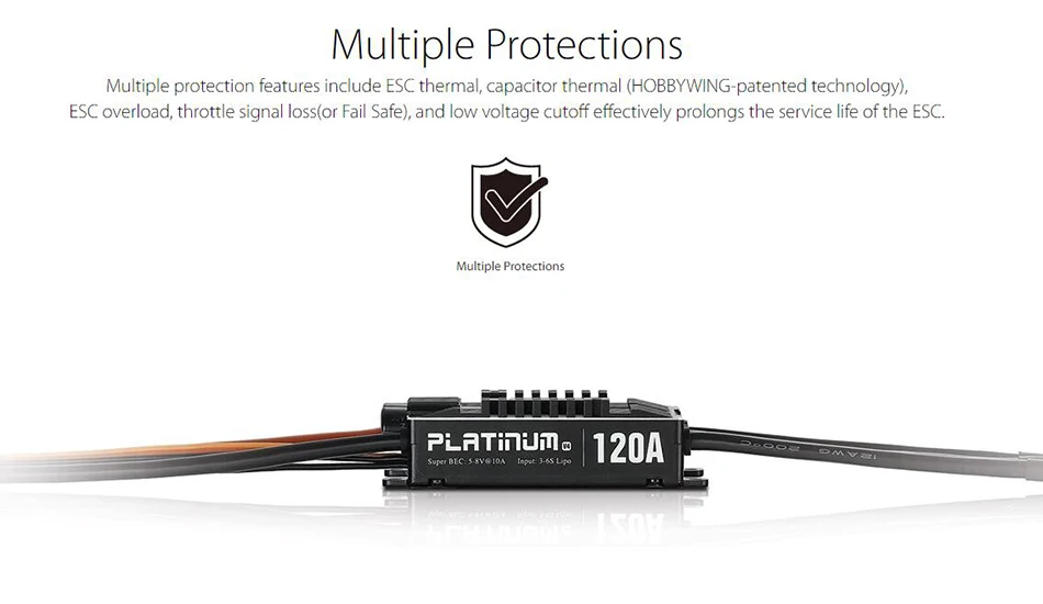 Hobbywing Platinum Pro V4 120A 3-6S Lipo BEC Brushless ESC for RC Drone Aircraft Helicopter