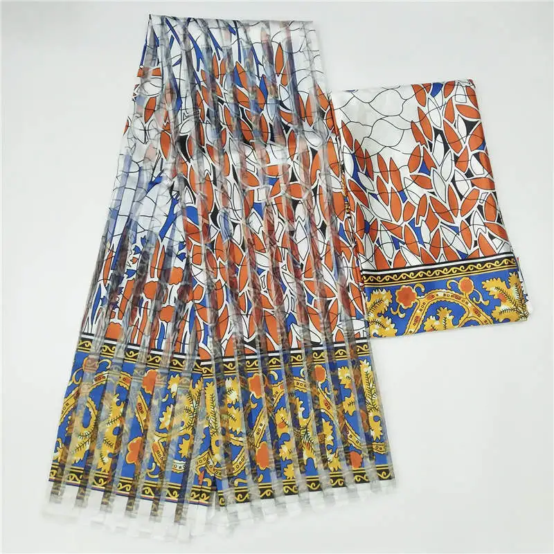 Горячая имитированный шелк Африканский принт ткань органза и лента для одежды материал ткань! F10161 - Цвет: Слоновая кость