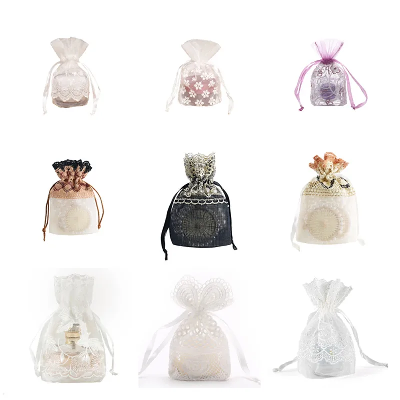 

10x14cm High-grade White Organza Bag Star Wave Lace Drawstring Cloth Bag Jewelry Packaging Gift Bag Wedding Party Christmas Bag