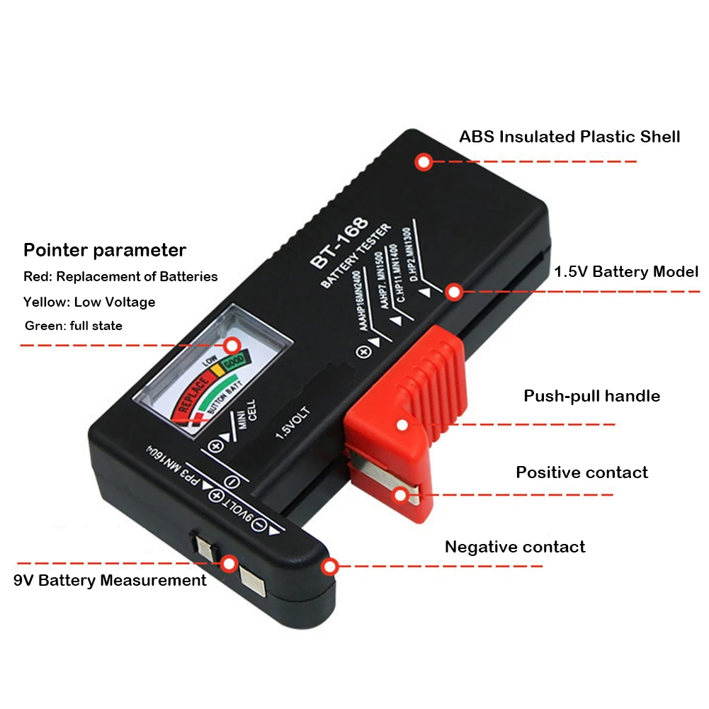BT168D ЖК-дисплей Цифровой тестер емкости батареи для 9 в 1,5 в AA AAA ячеек C D батареи Цифровой тестер вольт проверки