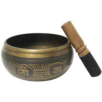

Promotes Peace Sound Silent Mind Buddhist With Mallet Tibetan Singing Bowl Set Ornament Gift Yoga Chakra Healing Random Color
