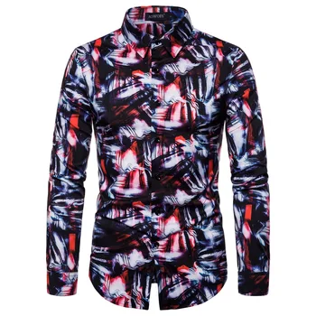 

New model Shirts Floral Long sleeve Social Shirt for Man Blouse Party dress Flower Hawaiian Casual Slim fit New