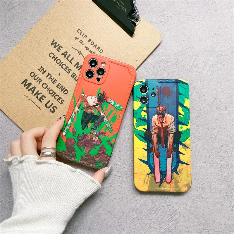 best iphone 13 pro max case Cute Cartoon Chainsaw Man Pattern Phone Case For IPhone 13 12 Pro Max 11 X XS XR XSMAX SE2020 7 8 Plus Shockproof Silicone Cover best case for iphone 13 pro max