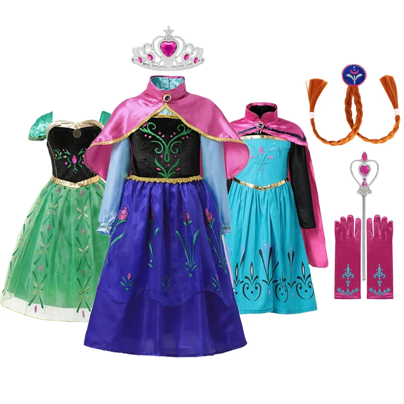 Cervecería Stratford on Avon Por ley Disney vestidos de Elsa de Frozen para niñas, ropa de fantasía para fiesta  de cumpleaños, disfraz de princesa Anna de copo de nieve para Halloween| |  - AliExpress