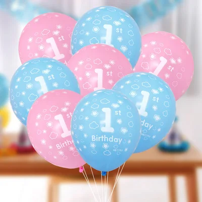 Baby 1st Birthday Party Disposable Tableware Pink Blue Plate Cup Napkin One Year First Birthday Party Table Decor Baby Shower  (1)