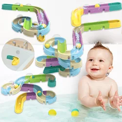 Baby Bath Rainbow Slide Toys Marble Race Shower Pipeline Assembling Track Tracks Balls Set Bathroom Bathtub Kids Play Water Game