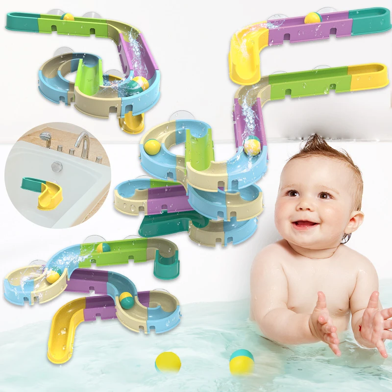 Baby Bath Rainbow Slide Toys Marble Race Shower Pipeline Assembling