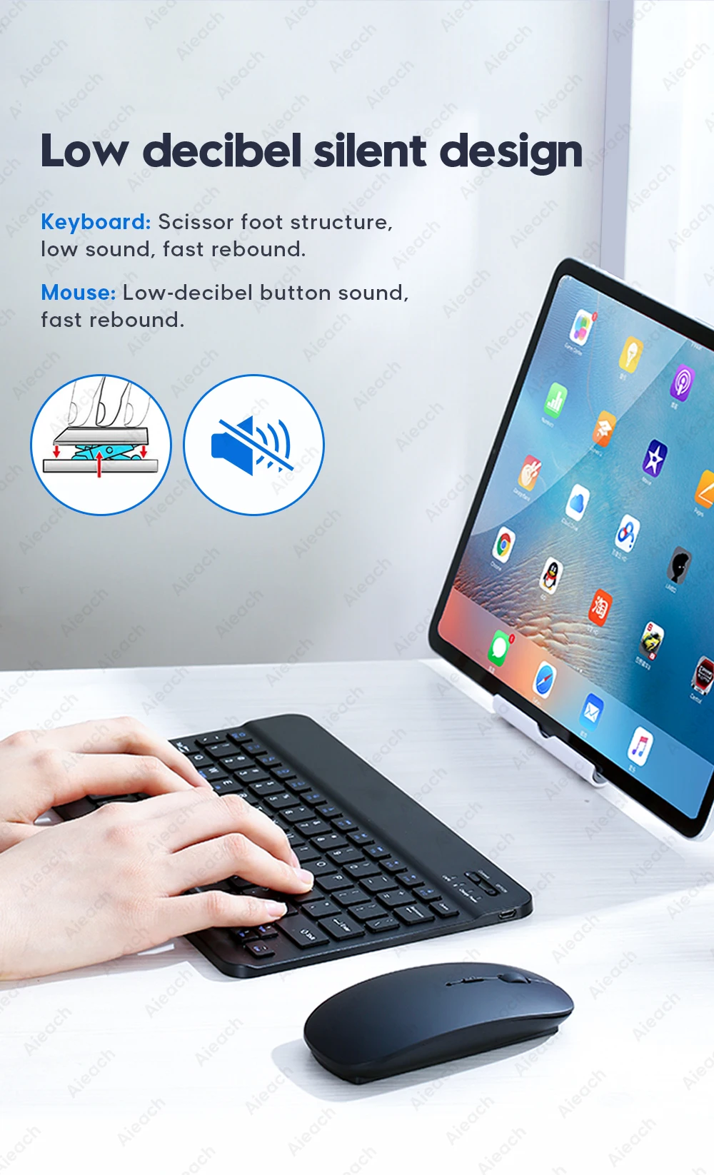 Tablet Wireless Keyboard For iPad Samsung Xiaomi Huawei Teclado Bluetooth-compatible Keyboard and Mouse For iOS Android Windows