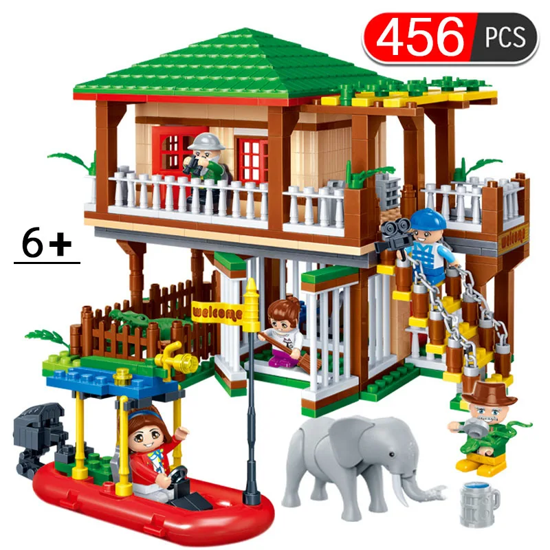 

456pcs My World Happy Farm Cottage Building Blocks Compatible Legoinglys Village Zoo House Bricks Toys For Friends Children