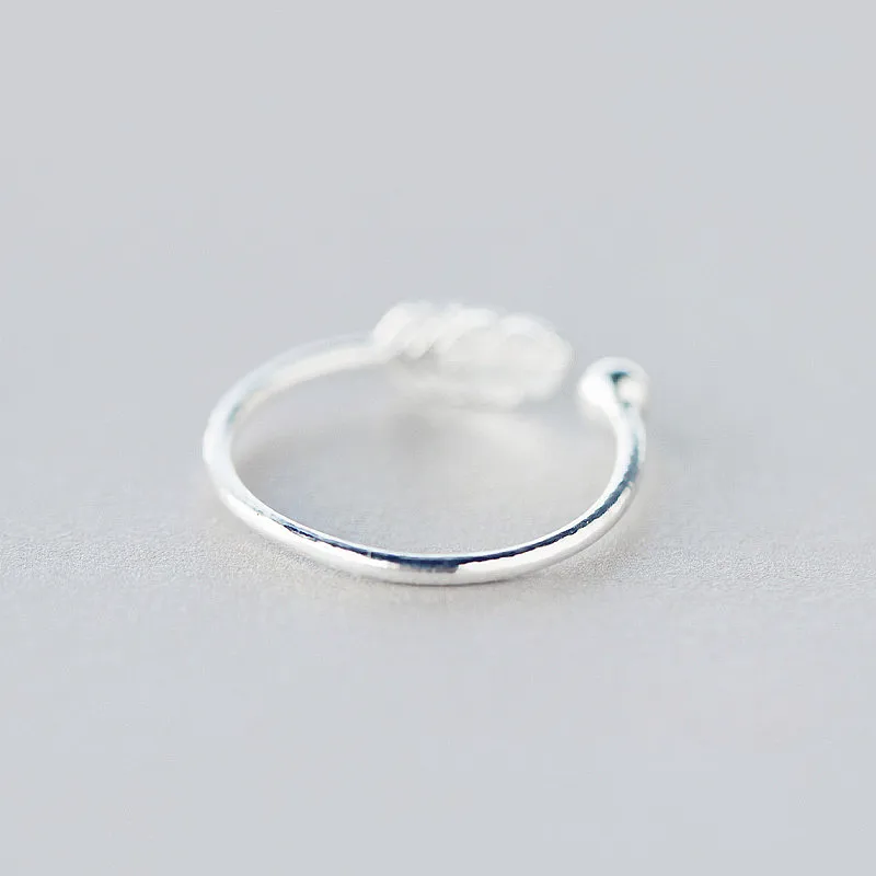 Simple Fashion Silver Color Cute Elegant Feather Adjustable Ring Fine Jewelry Ring For Women Party Accessories - Image 2