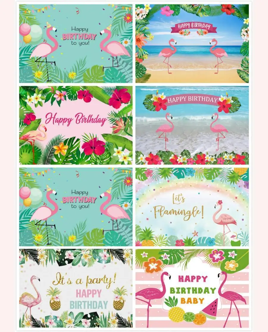

Multiple Styles of Floral Flamingo Series Background for Girl's Birthday Party Decoration Photography Studio 3D Digital Backdrop