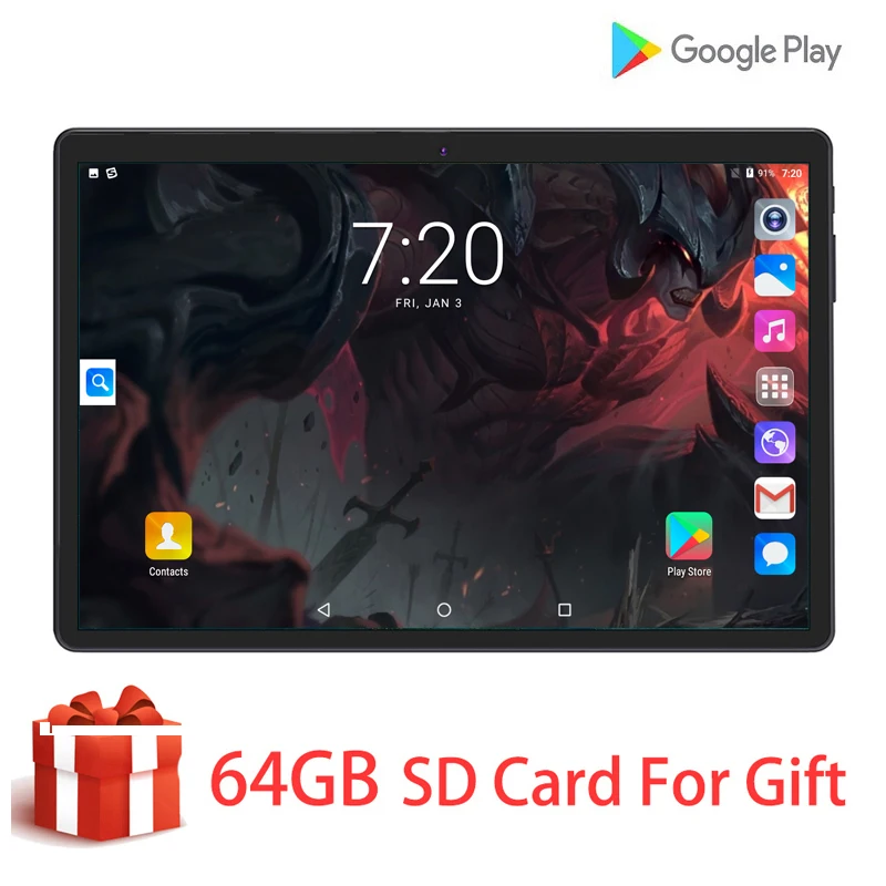 

4G FDD LTE Phone Call 10.1 Inch Android 9.0 Tablet PC 6GB RAM 128GB ROM 6000mAh Battery IPS Screen HD 1280*800 WiFi GPS Tablet