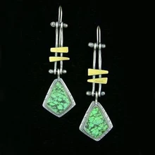 Роскошный зеленый узор драгоценный камень геометрические серьги женские Металлические двойной цвет длинные висячие серьги-капли букле d'oreille Z3D266