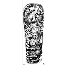 6 Designs Waterproof Temporary Tattoo Stickers Full Arm Large Skull Old School Tatoo Stickers Flash Fake Tattoos for Men Women