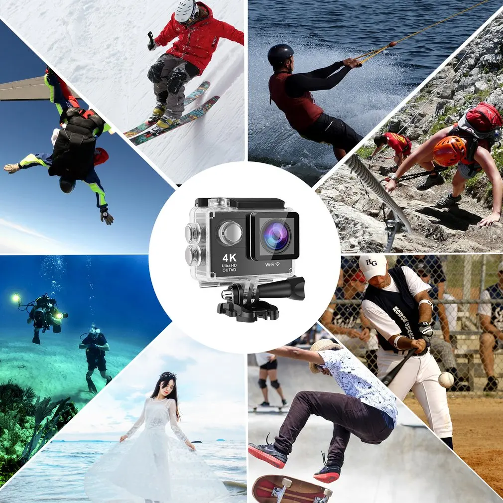 4K Ultra HD Wifi 30M Водонепроницаемая Экшн-камера 2 'LTPS lcd Спортивная камера 12,0 MP 170' Объектив Угол HDMI выход компактный