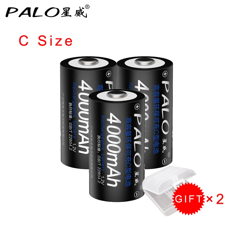 PALO 2 шт 4000mAh 1,2 V C Размер никель-металл-гидридных аккумуляторов Замена C размер батареи C батарея 1,2 v C Батарея для игрушек - Цвет: 3PCS C Size Battery