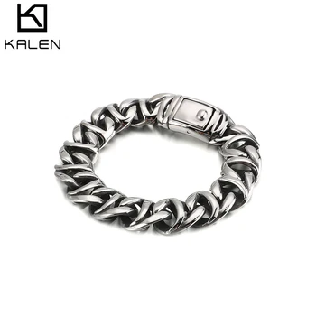 

Kalen High Quality Polished Stainless Steel Men's Twisted Bracelet Classic Vintage 16mm Width Jewelry
