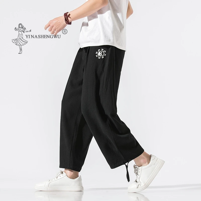 Japanese Casual Kimono Pants Embroidered Harem Loose Harajuku Trousers Japan Men Traditional Asian Clothing Yukata Style Costume