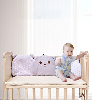 

6pcs Cartoon Cotton Toddler Baby Bed Bumper Crib Bumper Infant Room Decor Newborn Knotted Crib Bumper Bed Braid Protector