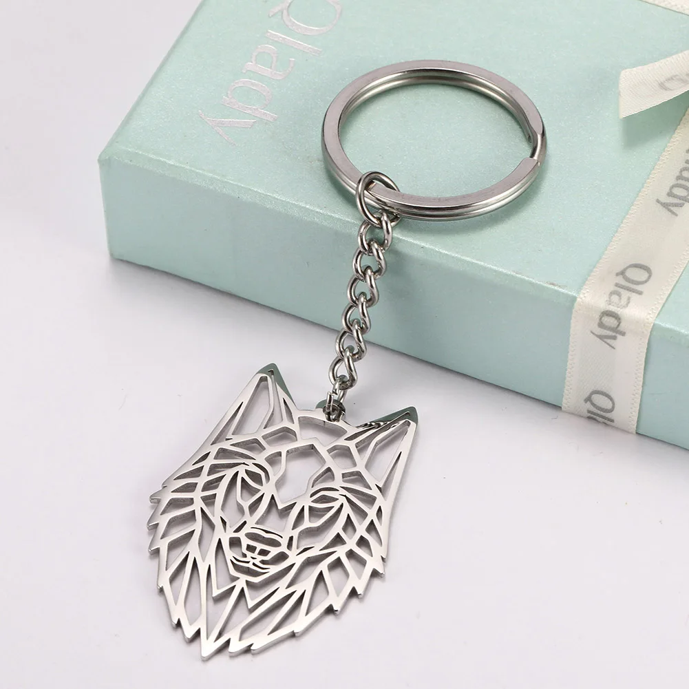 

My Shape Key Ring Wolf Animal Stainless Steel Jewelry Keyring Forest Animal Keychain Cut Out Hollow Keyholder Pendant GIft Men