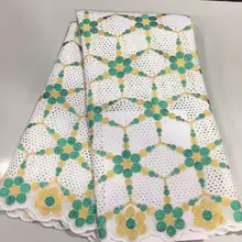 Новейшее швейцарское сухое кружево высокое качество кружева хлопок ткань из Дубая Африканское парчовое полотно 5 ярдов