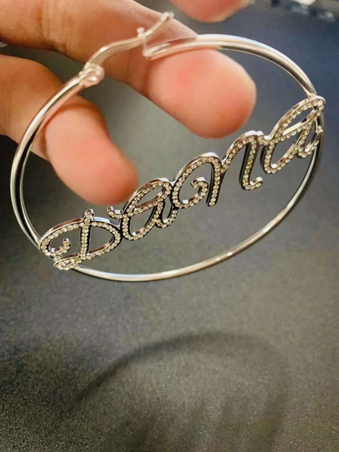 Custom Name Earrings Crystal Name Hoop Earring Personalised Letter Circle Earrings Stainless Steel Iced Out Bling Name Earrings