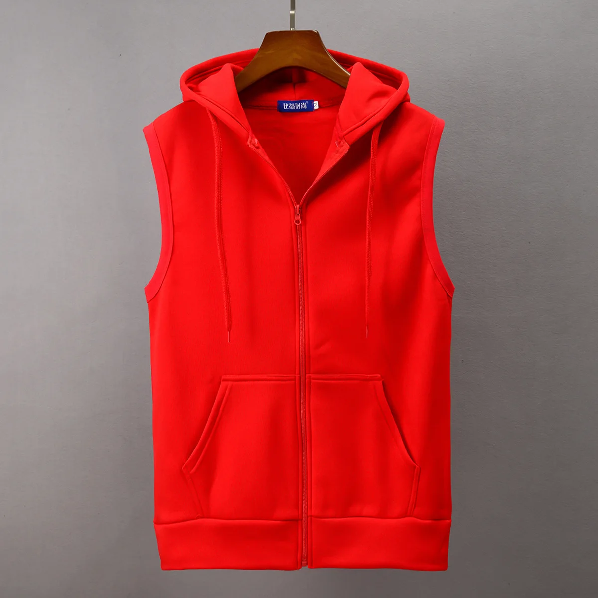 Autumn Clothing Men's Hooded Solid Color Waistcoat Men Zipper Casual Slim Fit Sleeveless Hoodie Men'S Wear A36