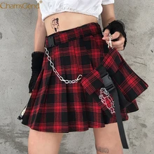 Женская Повседневная клетчатая печатная бандажная плиссированная юбка плюс размер мини-юбка корейский стиль Женская модная клетчатая юбка Sept